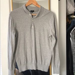 J. Crew Pima Cotton Long Sleeve Polo Gray size S